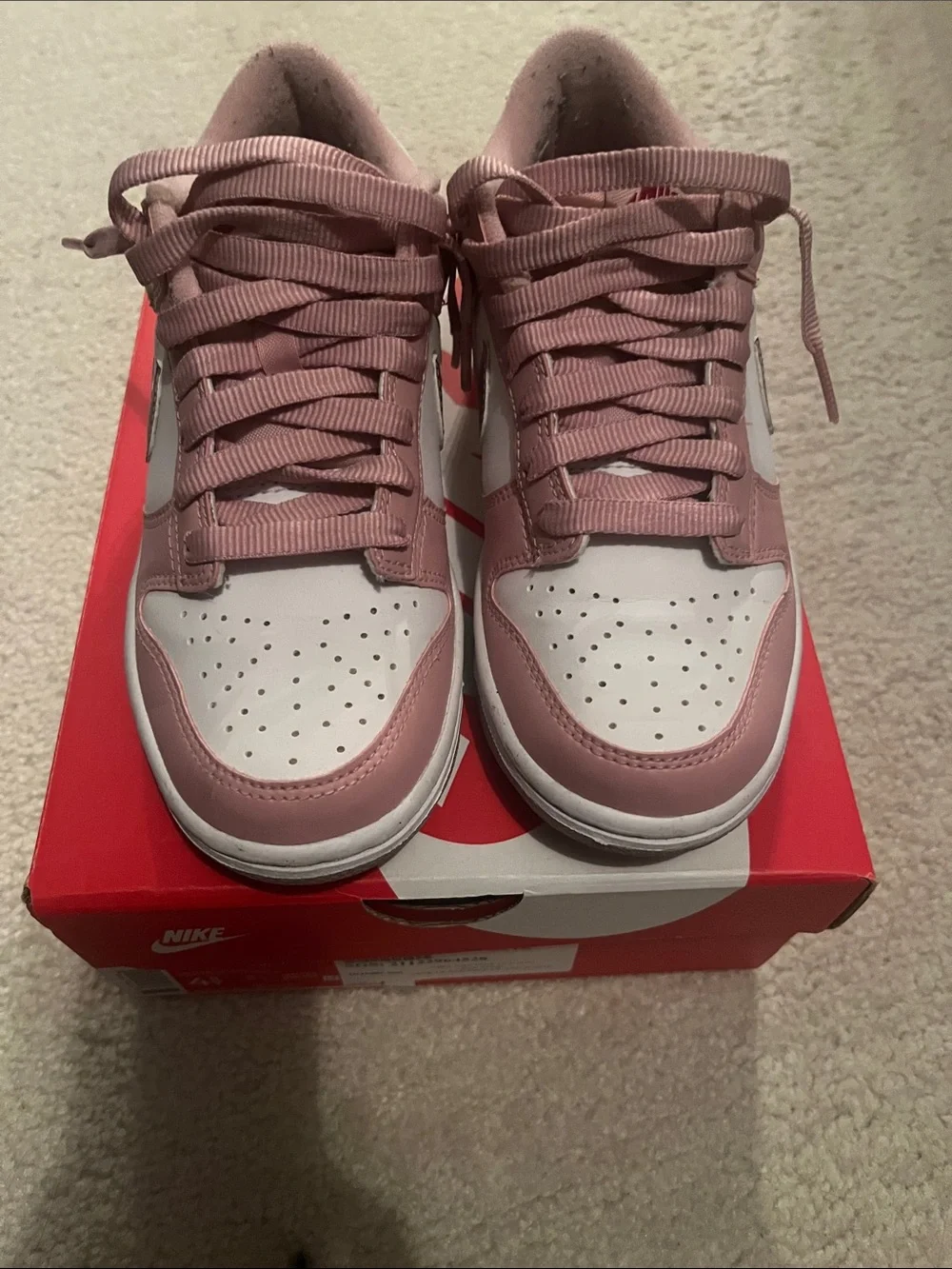 Nike kids Dusty Pink and White Low-Top Sneakers